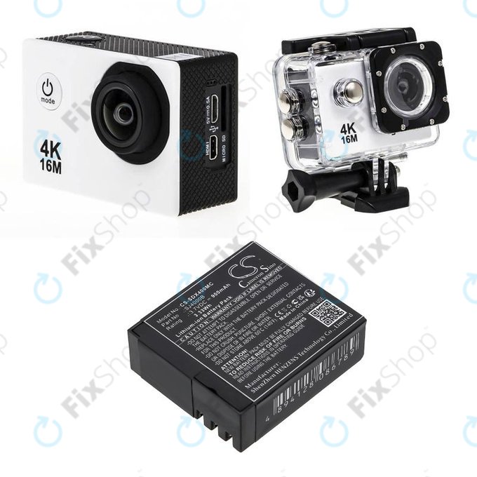 Batterie pour SJCAM SJ4000, SJ5000, 900mAh, Li-Ion, 3.7V, SJ4000B, HQ