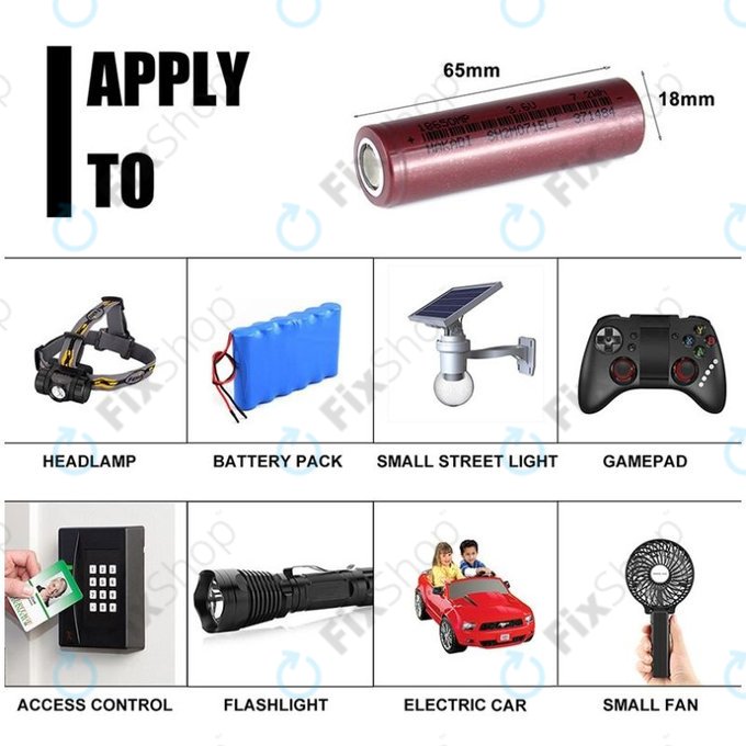 Pile cylindrique au lithium 18650 (Li-Ion, 2000 mAh, 3,6 V)