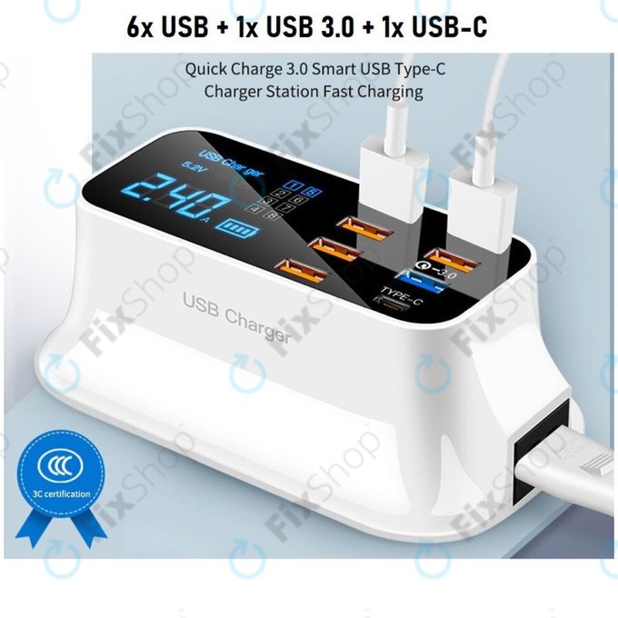Asometech Modèle E - Station de recharge USB USB 3.0 et USB-C