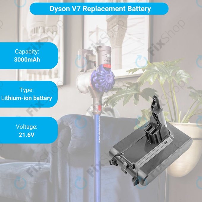 Dyson V7 - Batterie 968670-02, 968670-03 Li-Ion 3000mAh
