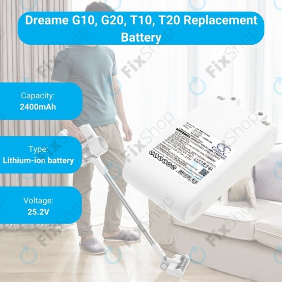 Xiaomi Dreame G10, G20, T10, T20 - Batterie 3027689 Li-Ion 25.2V 2400mAh HQ