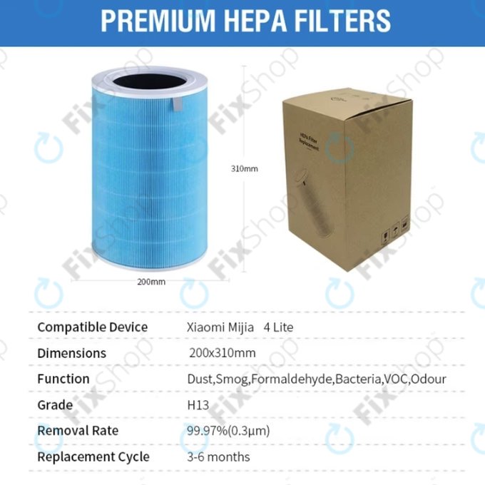 Xiaomi Mi Air Purifier 4 Lite - Filtre HEPA (Antibactérien) (Bleu)