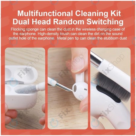 Brosse de nettoyage multifonctionnelle + stylo de nettoyage + extracteur de clé (rouge)