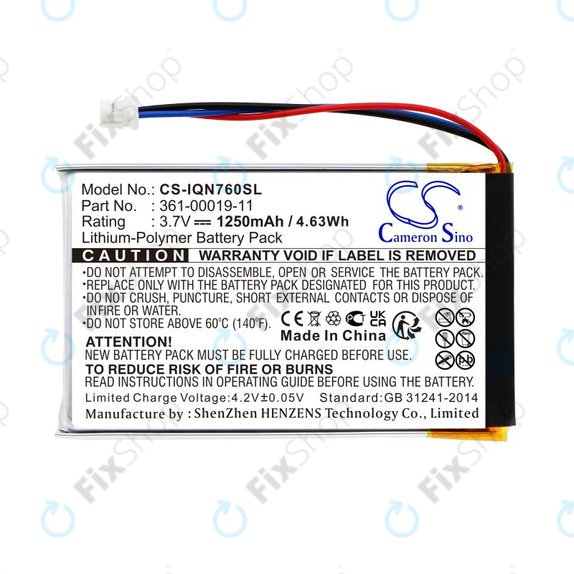 Batterie pour Garmin Nüvi 700, 710, 760, 765, Nuvi 3590, 1250mAh, Li-Pol, 3.7V, 361-00019-11, HQ