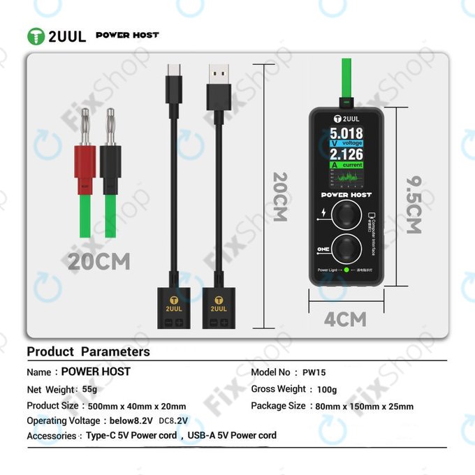 Testeur numérique de tension et de courant USB-C (Power Host), 2UUL PW15