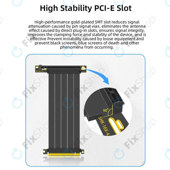 Câble riser PCIe 4.0 x16 pour carte graphique, 20cm, noir