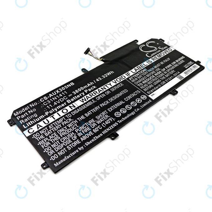Batterie pour Asus Zenbook UX305, 3800mAh, Li-Pol, 11.4V, C31N1411, HQ