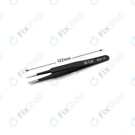 Vetus ESD-13 - Pince à épiler antistatique en métal à pointe plate (115 mm)