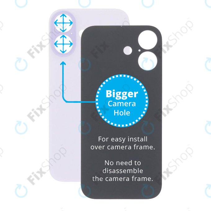 Apple iPhone 17 - Verre du boîtier arrière avec plus grand trou pour l'appareil photo (Lavender)