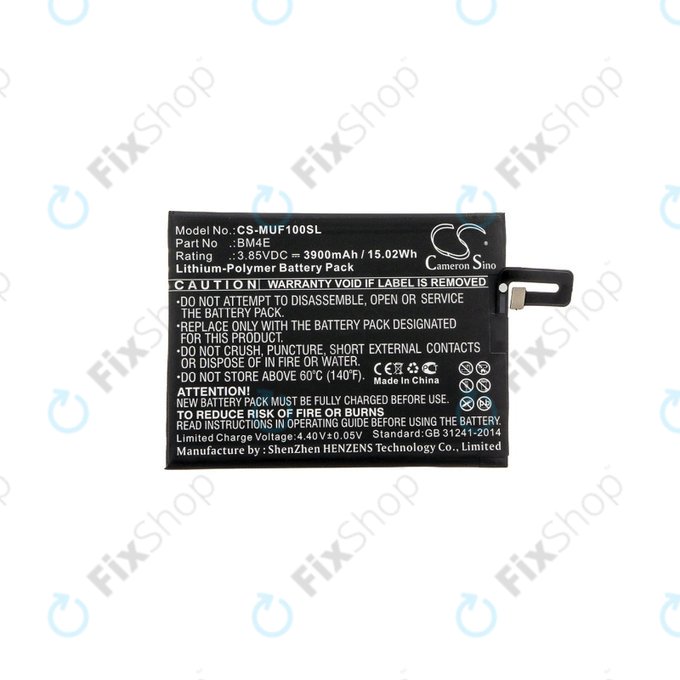 Batterie pour Pocophone M1805e10a, Pocophone Poco F1, 3900mAh, Li-Pol, 3.85 V, BM4E, HQ