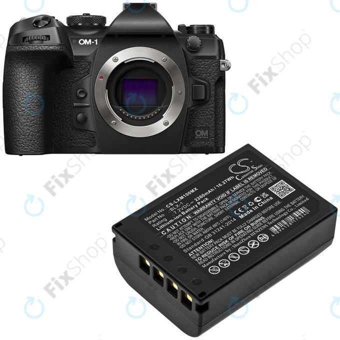 Batterie pour Olympus OM SYSTEM OM-1, OM-1 Mirrorless, 2260mAh, Li-Ion, 7.2V, BLX-1, HQ