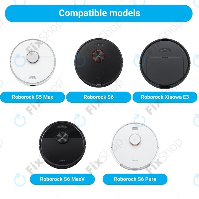 Kit de pièces de rechange pour Xiaomi Roborock S5 Max, S6, S6 MaxV, S6 Pure, Xiaowa E3 (2x Brosse principale, 4x Filtre, 4x Brosse latérale – noire)
