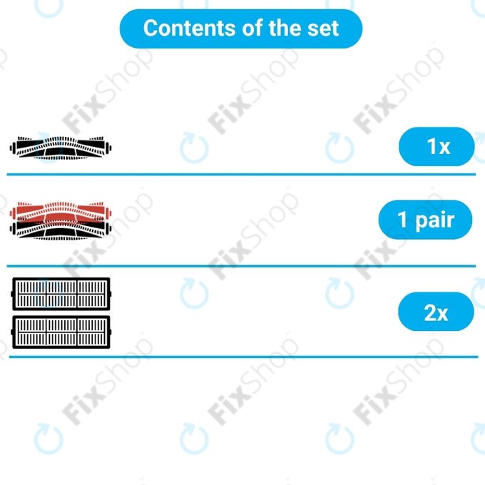 Kit de pièces de rechange pour Bissell Crosswave 17132, 2225N, 2582N, 3551N (1x brosse rotative pour tapis, 1 paire de brosses rotatives pour différentes surfaces, 2x Filtre)