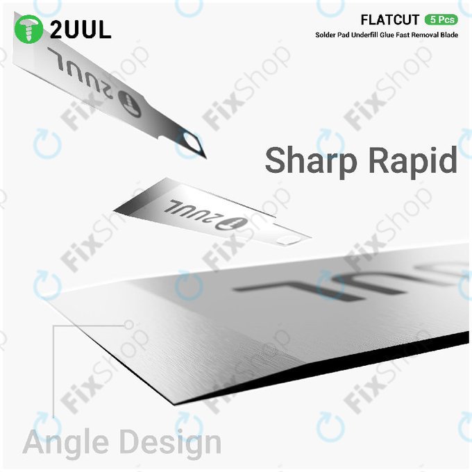 Lames pour retrait de colle Underfill, coupe plate, 2UUL DA28, 5 pcs/pack