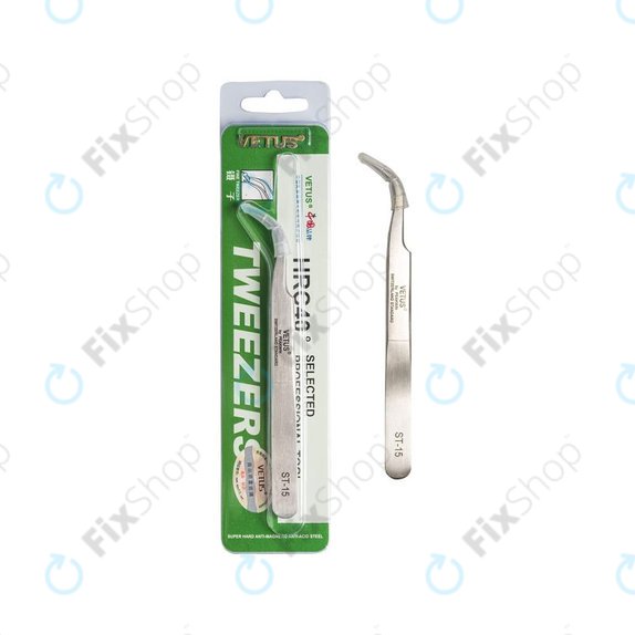 Vetus ST-15 - Pince à épiler professionnelle en métal à pointe incurvée (120 mm)