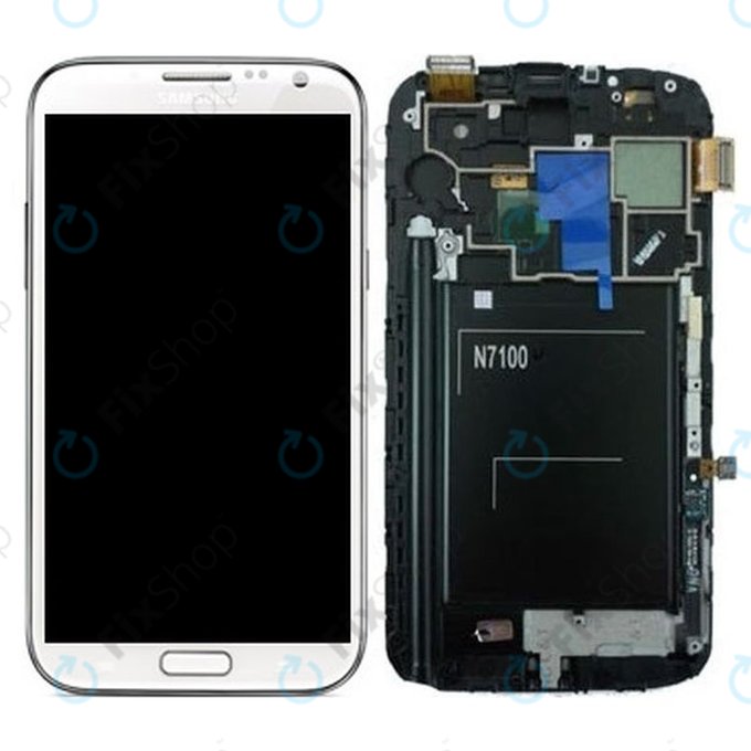 Samsung Galaxy Note 2 N7100 - Écran LCD + Ecran Tactile + Cadre (Marbre Blanc) - GH97-14112A Genuine Service Pack
