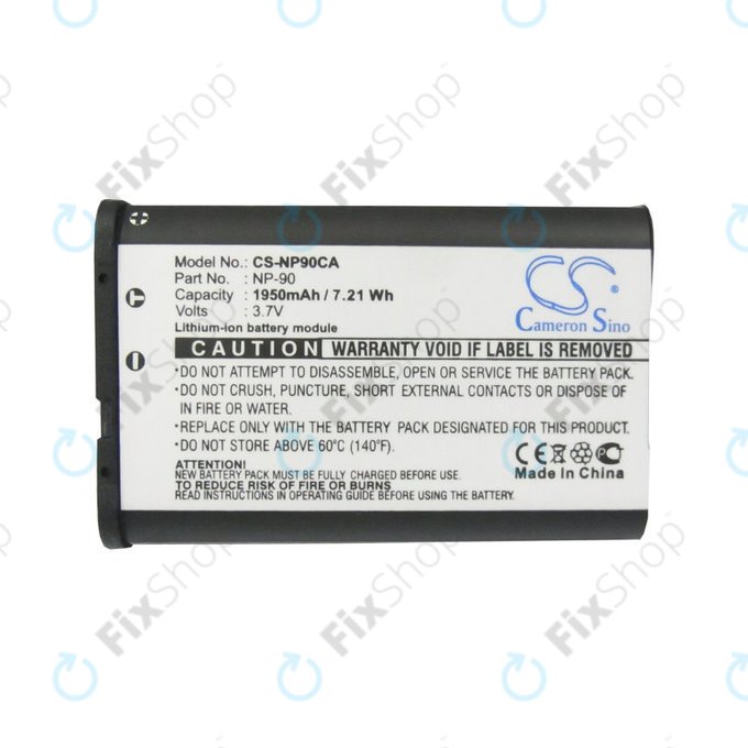 Batterie pour Casio Exilim EX-H10, EX-FH100, EX-H15, EX-Z2000, EX-H20G, 1950mAh, Li-Ion, 3.7V, NP-90, HQ