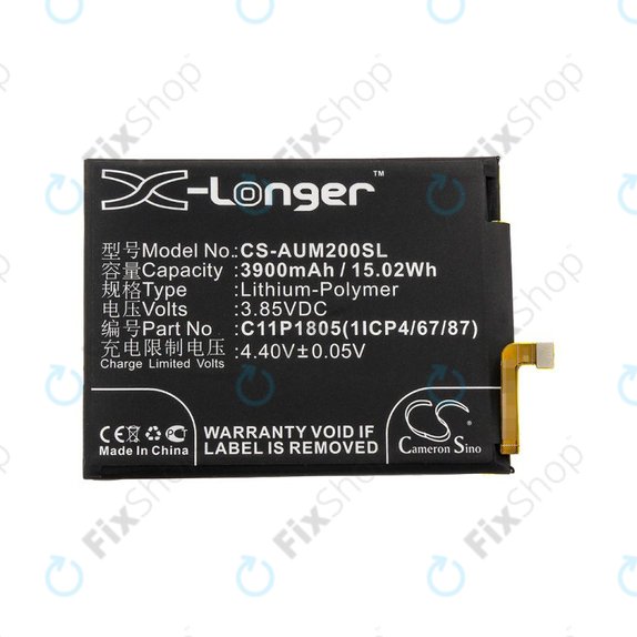 Batterie pour Asus Zenfone Max M2, 3900mAh, Li-Pol, 3.85V, C11P1805 (1ICP4/67/87), HQ
