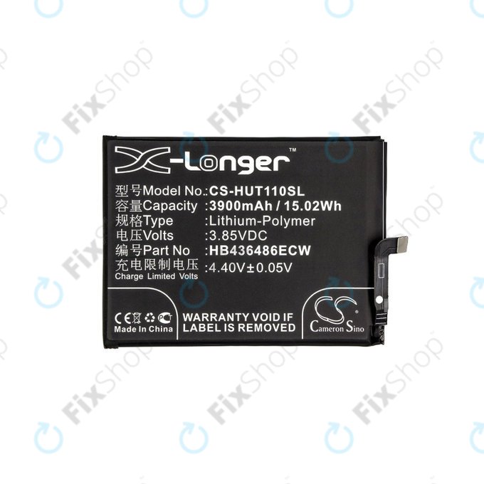 Batterie pour Huawei Mate 10 Lite, Honor View 20, 3900mAh, Li-Pol, 3.85 V, HB436486ECW, HQ
