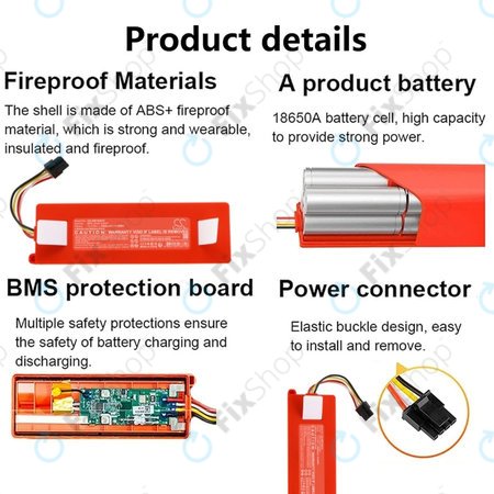 Xiaomi Roborock E-series, Q-series, S-series - Batterie BRR-2P4S-5200 Li-Ion 14.4V 5200mAh HQ