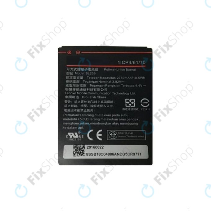 Lenovo VIBE K5 A6020a40, K5 Plus A6020a46, C2 K10a40 - Batterie BL259, 2750mAh