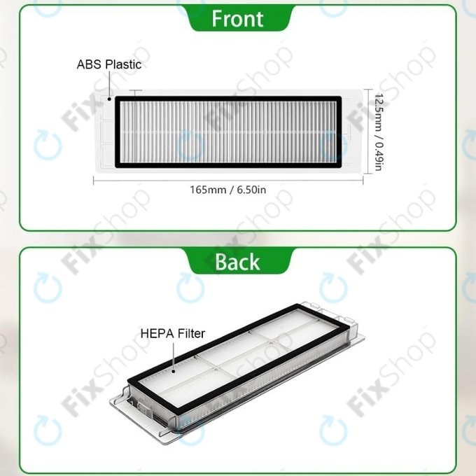 Xiaomi Roborock S5, S5 Max, S6, S6 MaxV, S6 Pure, E4, E5, Mijia 1S, Mi Robot Vacuum Mop 1S, Xiaowa E2, E3, Lite C10 - Filtre anti-poussière (2pcs)