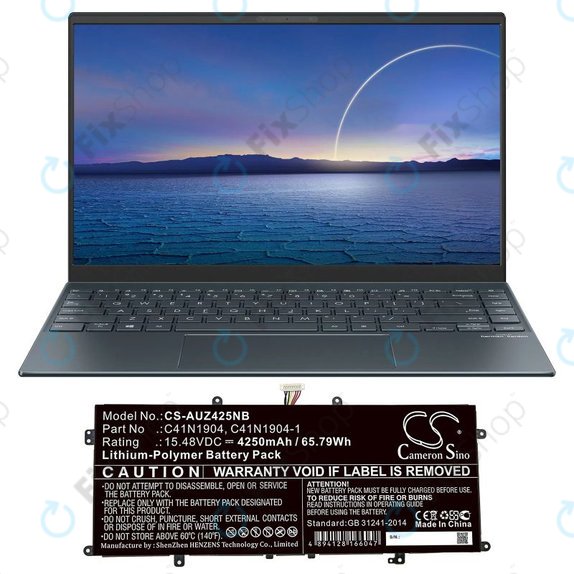 Batterie pour Asus Zenbook 13, Zenbook 14, 4250mAh, Li-Pol, 15.48V, C41N1904, HQ