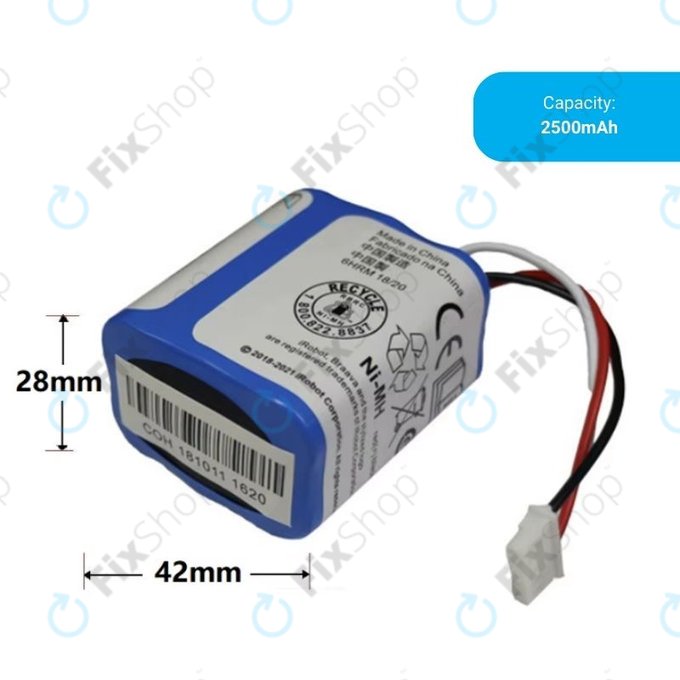 iRobot Braava 2000, 300, 380, 380T, 381, 390, Mint 5200, Mint Plus 5200, Proscenic JOJO Professional - Batterie GPRHC202N026, 4409709, W206001001399 Ni-MH 2500mAh