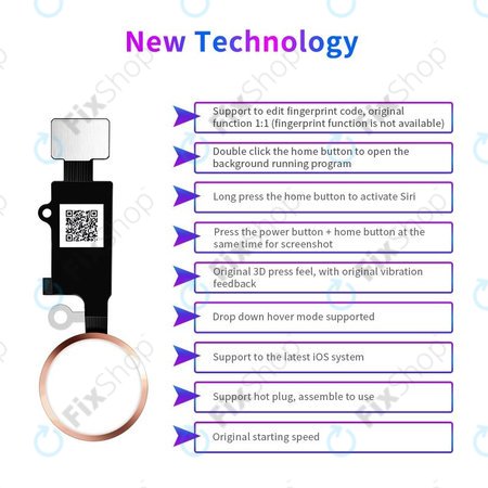 Apple iPhone 7, 7 Plus, 8, 8 Plus, SE (2020), SE (2022) - Bouton Home JCID 7 Gen (Or rose)
