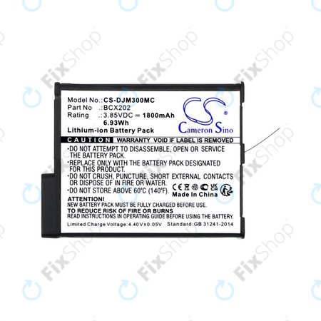 Batterie pour DJI Osmo Action 3, Action 4, 1800mAh, Li-Ion, 3.85V, BCX202, HQ