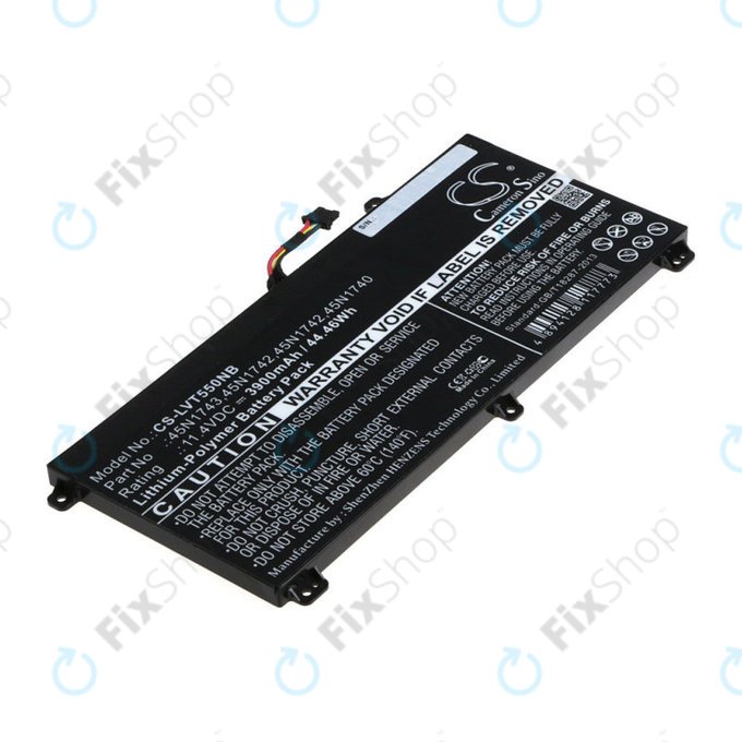 Batterie pour Lenovo ThinkPad T550, T560, W550, 3900mAh, Li-Pol, 11.4V, 45N1743, HQ