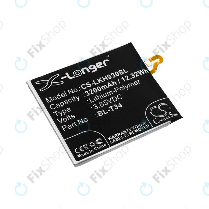 Batterie pour LG H930, V30, V35, 3200mAh, Li-Pol, 3.85V, BL-T34, HQ