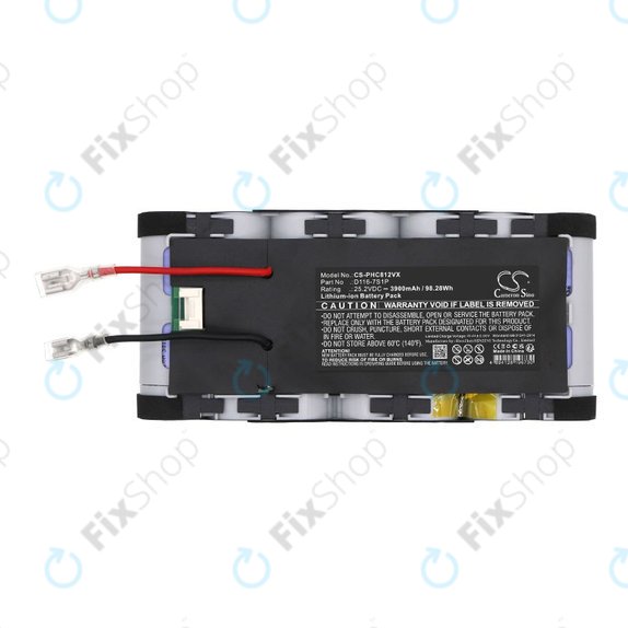 Batterie pour Philips Aqua Plus 8000, XC8349/01, XW8122/82, 3900mAh, Li-Ion, 25.2V, D116-7S1P, HQ