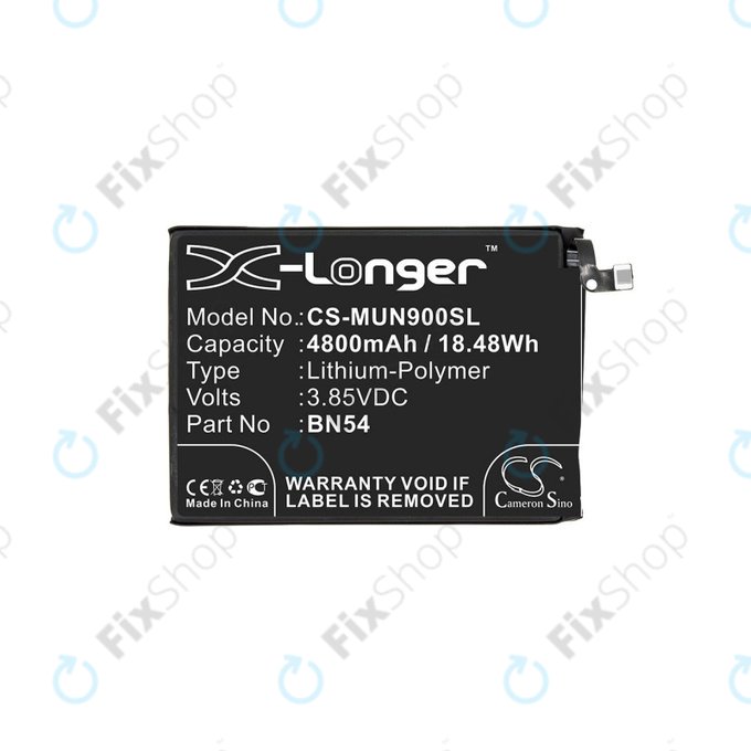 Batterie pour Xiaomi Redmi 9 M2004J19G, 4800mAh, Li-Pol, 3.85 V, BN54, HQ