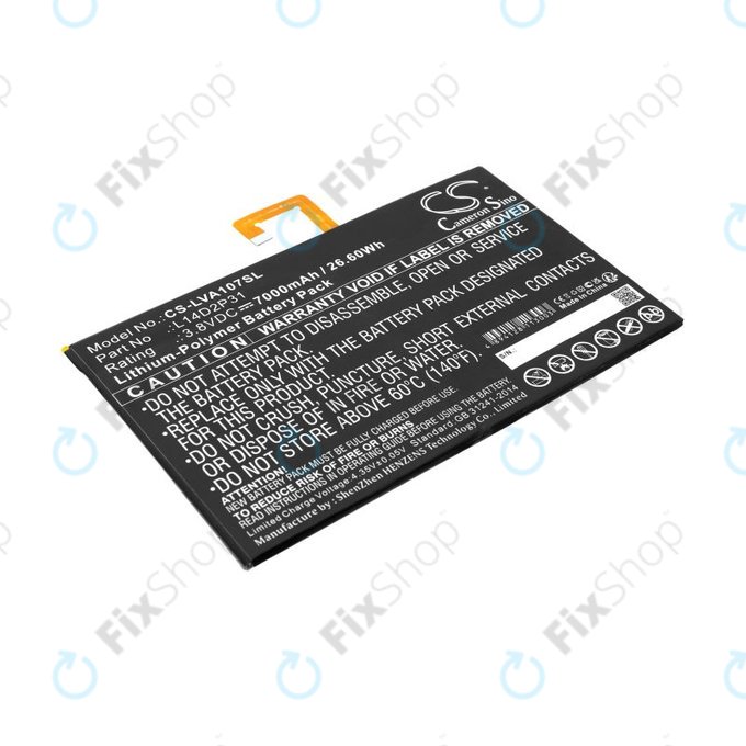 Batterie pour Lenovo Tab 2, Lenovo Tab 4, Lenovo TB2, 7000mAh, Li-Pol, 3.8V, L14D2P31, HQ