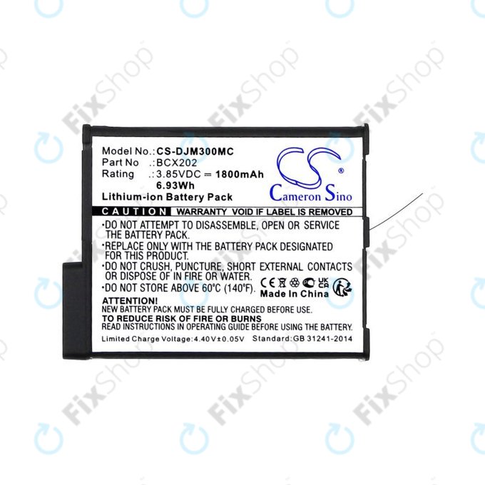 Batterie pour DJI Osmo Action 3, Action 4, 1800mAh, Li-Ion, 3.85V, BCX202, HQ
