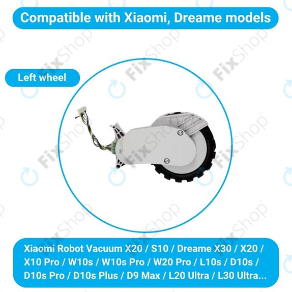 Xiaomi Robot Vacuum X20, S10, Dreame X30, X20, X10 Pro - Roue avec moteur (gauche) (Blanc)