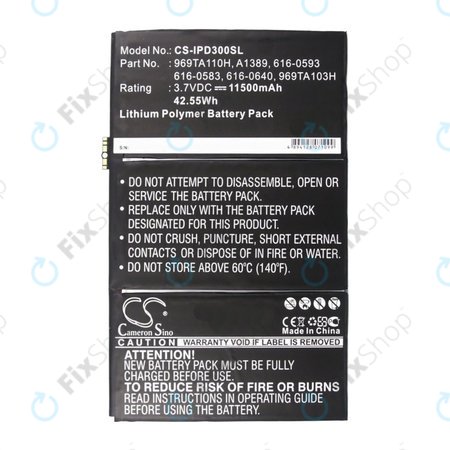 Apple iPad 3, iPad 4 - Batterie 969TA110H, A1389, 616-0593 11500mAh HQ