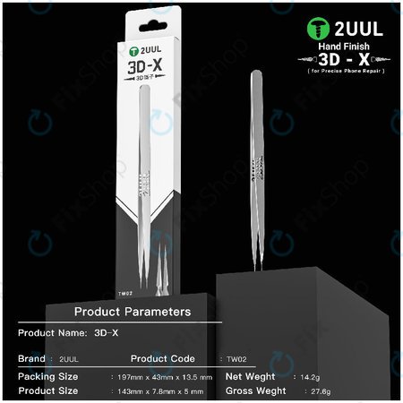 Pincette de précision, finition manuelle 3D-X, 2UUL TW02