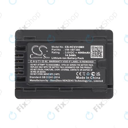 Batterie pour Panasonic HC-550EB, 4040mAh, Li-Ion, 3.6V, VW-VBT380, HQ