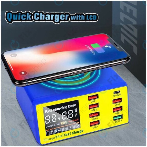 Mechanic iCharge 8 Pro - Station de recharge USB USB-C, USB 3.0 et chargeur sans fil