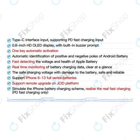 JC BT01 - Carte de charge rapide de batterie (iPhone 6 - 13 Pro Max)