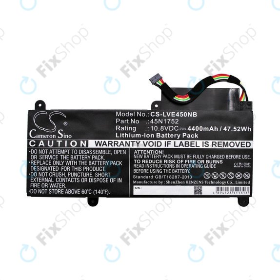 Batterie pour Lenovo ThinkPad E450, E455, E460, E465, T470p, ThinkPad Edge E450 i7, 4400mAh, Li-Ion, 10.8V, 45N1752, HQ