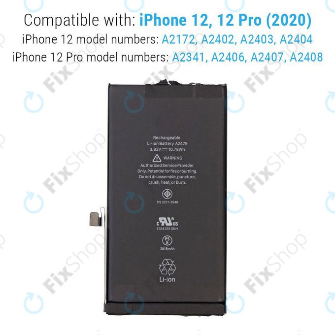 Apple iPhone 12, 12 Pro - Batterie A2479 2815mAh Service Pack