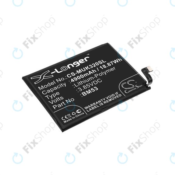 Batterie pour Xiaomi Mi 10T 5G M2007J3SY, 4900mAh, Li-Pol, 3.85 V, BM53, HQ