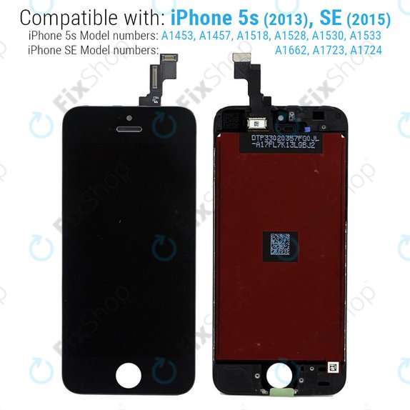 Écran pour iPhone 5S, SE, Black, Tactile avec cadre