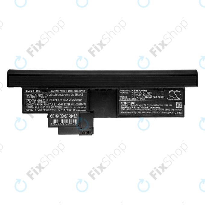 Batterie pour Lenovo Thinkpad X200, X200s, 4400mAh, Li-Ion, 14.4V, 42T4564, HQ