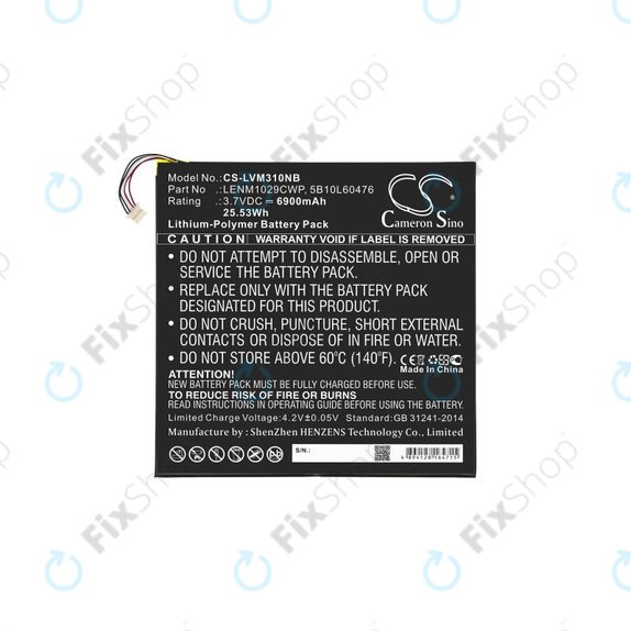 Batterie pour Lenovo Miix 300, Miix 310, 6900mAh, Li-Pol, 3.7V, LENM1029CWP, HQ