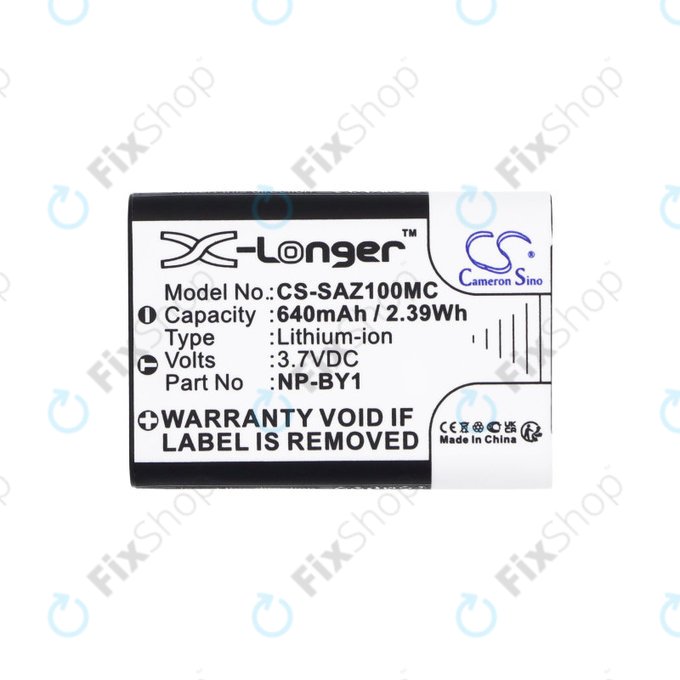 Batterie pour Sony HDR-AZ1, 640mAh, Li-Ion, 3.7V, NP-BY1, HQ