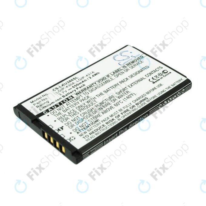 Batterie pour LG 230 Nite, 650mAh, Li-Ion, 3.7V, LGIP-430A, HQ